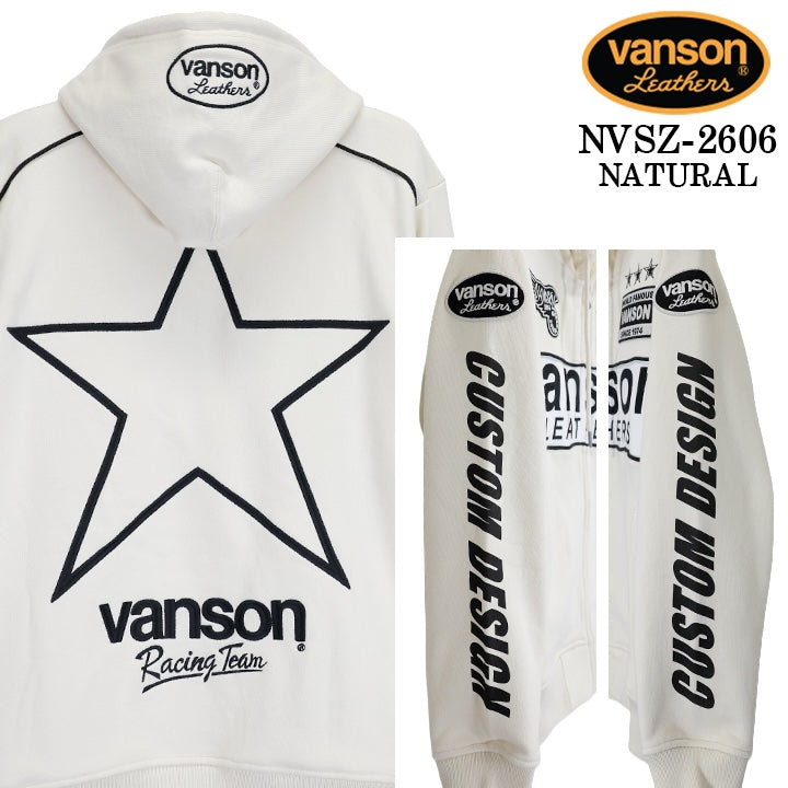VANSON HOODIE F/Z PARKA バンソン フーディ 裏毛 パーカー スター nvsz-2606