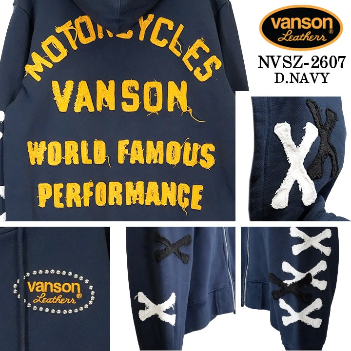 VANSON F/Z PARKA HOODIE LOGO バンソン 裏ファー ボンディング パーカー ロゴ nvsz-2607