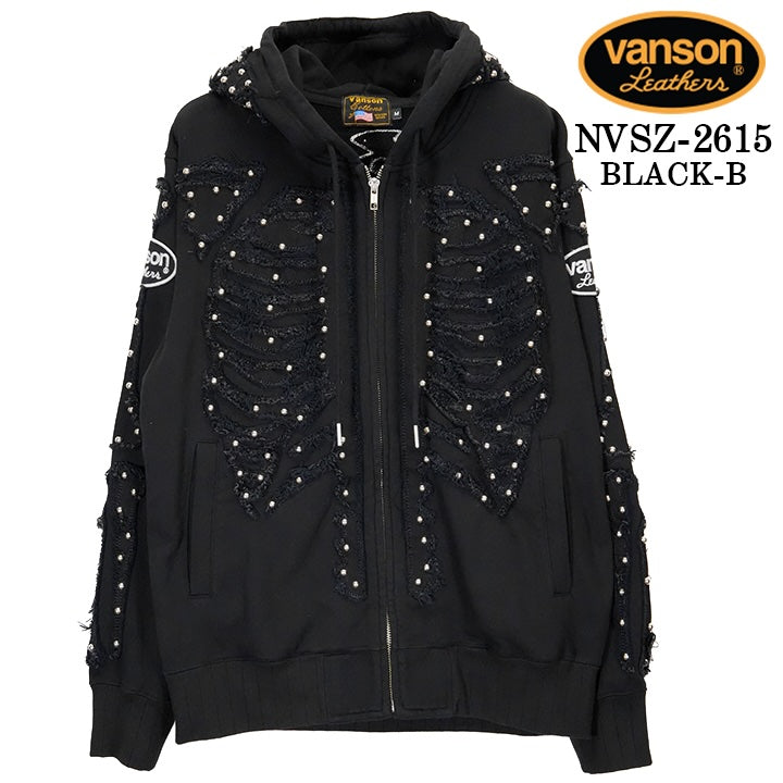 VANSON SWEAT HOODIE F/Z PARKA BONE バンソン フーディ 裏毛 スウェット パーカー ボーン nvsz-2615