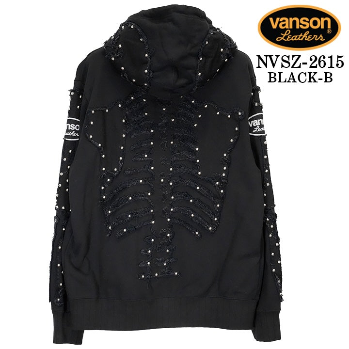 VANSON SWEAT HOODIE F/Z PARKA BONE バンソン フーディ 裏毛 スウェット パーカー ボーン nvsz-2615
