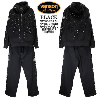 VANSON SWEAT HOODIE F/Z PARKA BONE バンソン フーディ 裏毛 スウェット パーカー ボーン nvsz-2615